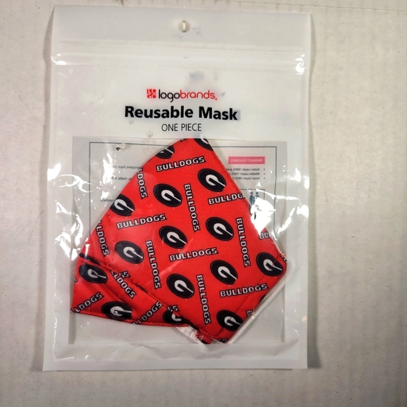NWT Unisex University Of Georgia Bulldogs Logobrands Reusable Face Mask - Picture 2 of 4